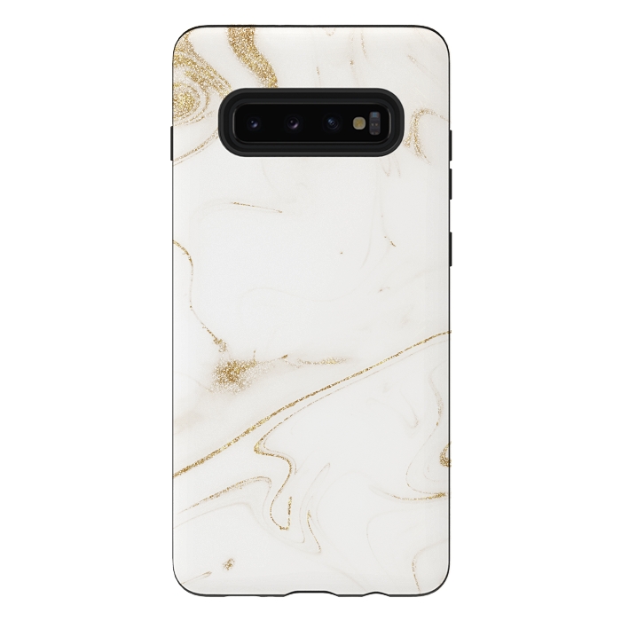 Galaxy S10 plus StrongFit Elegant gold and white marble image by InovArts