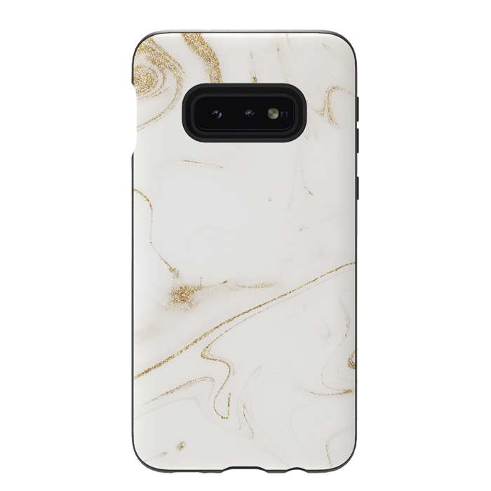Galaxy S10e StrongFit Elegant gold and white marble image by InovArts
