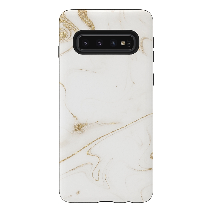 Galaxy S10 StrongFit Elegant gold and white marble image by InovArts