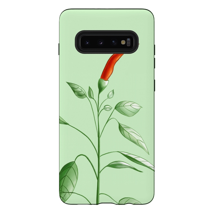 Galaxy S10 plus StrongFit Hot Chili Pepper Plant Botanical Illustration by Boriana Giormova