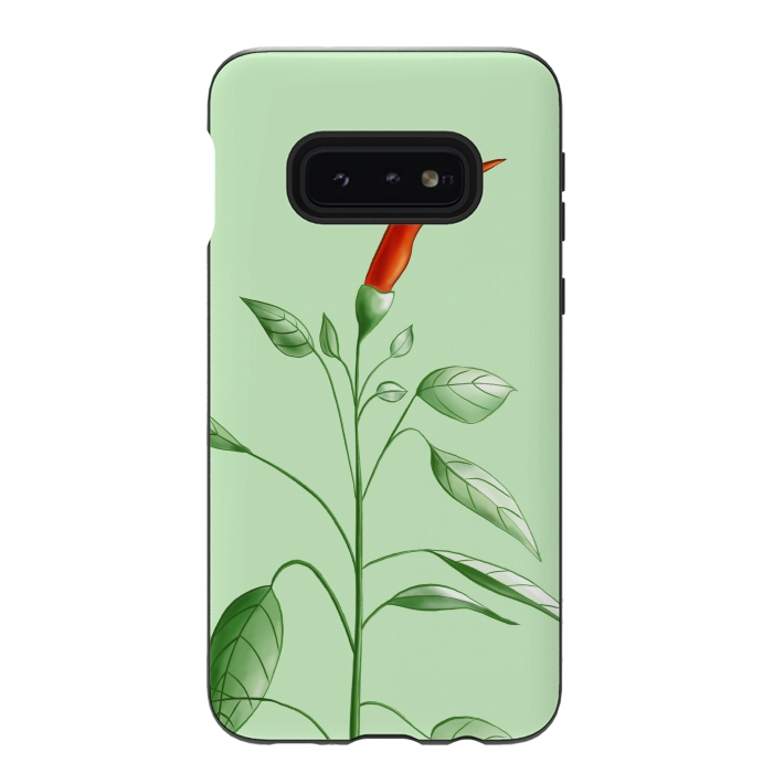 Galaxy S10e StrongFit Hot Chili Pepper Plant Botanical Illustration by Boriana Giormova