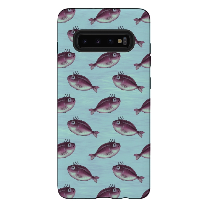 Galaxy S10 plus StrongFit Funny Fish With Fancy Eyelashes Pattern by Boriana Giormova