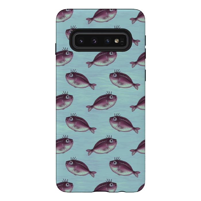 Galaxy S10 StrongFit Funny Fish With Fancy Eyelashes Pattern by Boriana Giormova