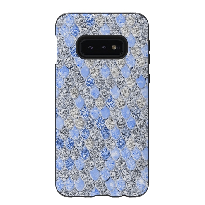 Galaxy S10e StrongFit Blue and Silver Sparkling Mermaid Scales by  Utart