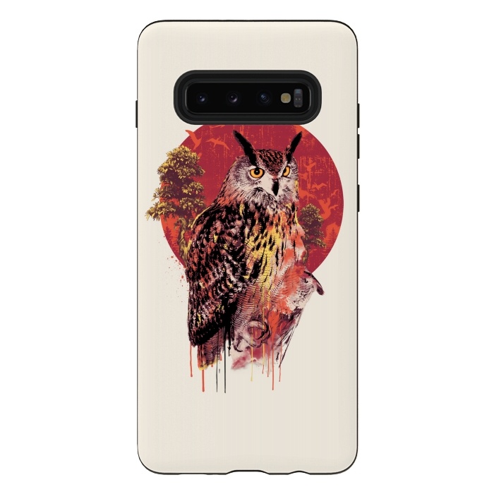Galaxy S10 plus StrongFit Owl Red by Riza Peker