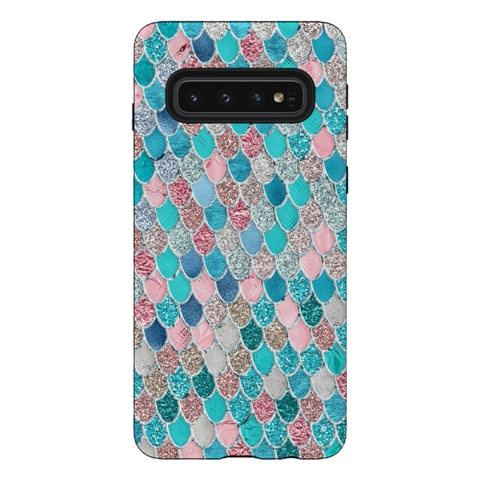 Galaxy S10 StrongFit Summer Pastel Glitter Mermaid Scales by  Utart