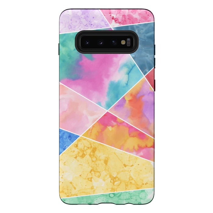 Galaxy S10 plus StrongFit Watercolor Geometric by Creativeaxle