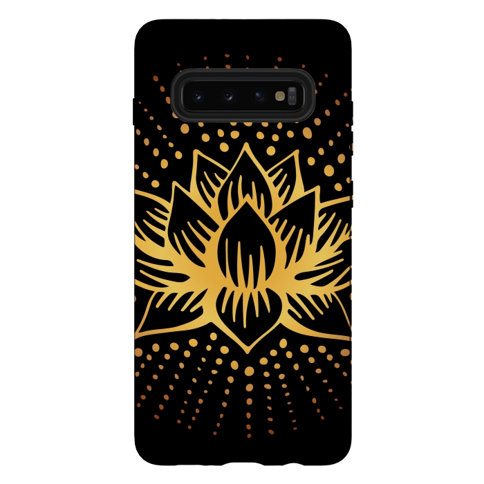 Galaxy S10 plus StrongFit Golden Lotus Mandala by Majoih