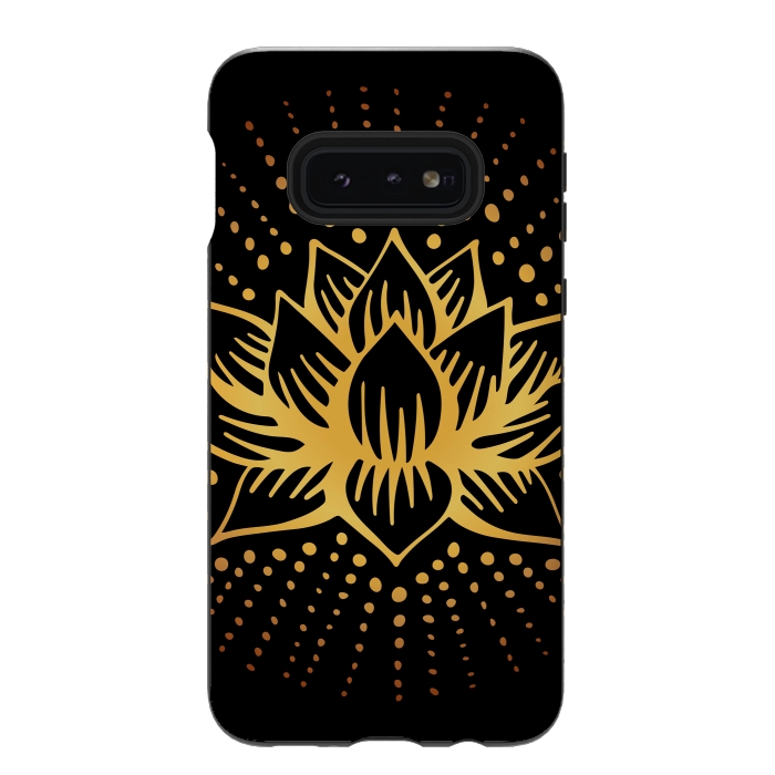 Galaxy S10e StrongFit Golden Lotus Mandala by Majoih