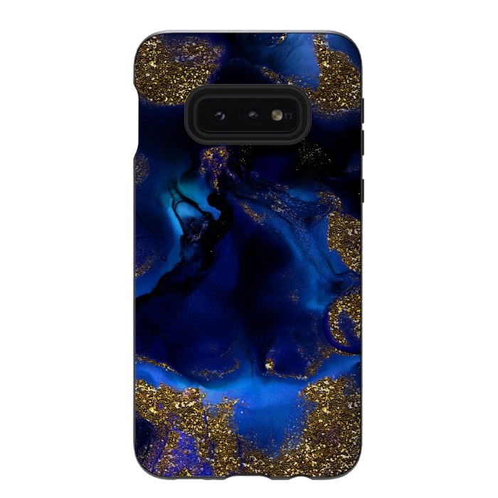 Galaxy S10e StrongFit Indigo Blue and Gold Glitter Marble by  Utart