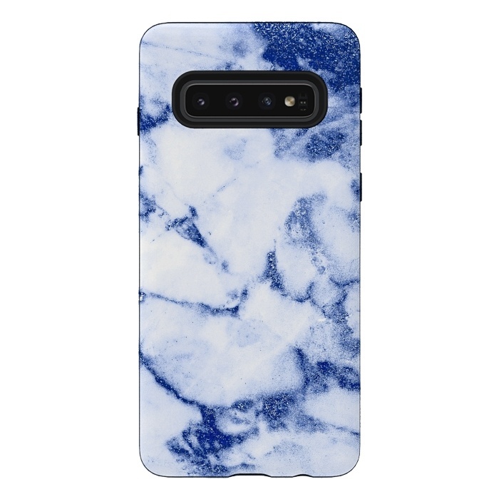 Galaxy S10 StrongFit Blue Veined Glitter Marble by  Utart