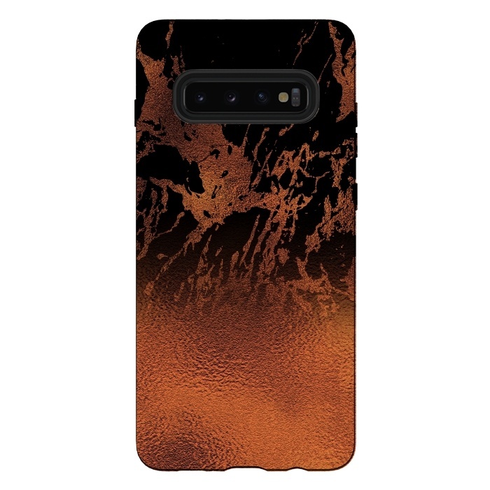 Galaxy S10 plus StrongFit Copper Gold and Black Marble  by  Utart