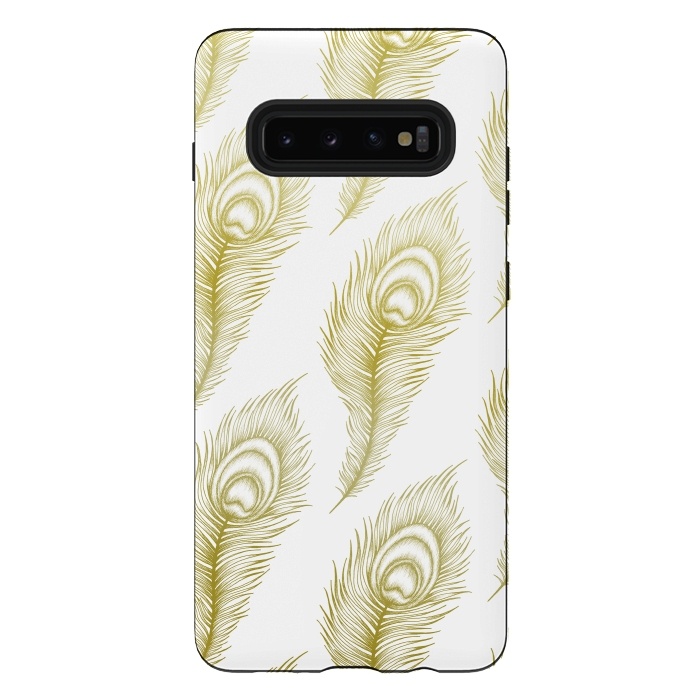 Galaxy S10 plus StrongFit Peacock Feathers by Barlena