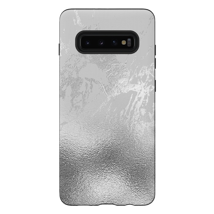 Galaxy S10 plus StrongFit Silver Marble and Glitter Foil by  Utart