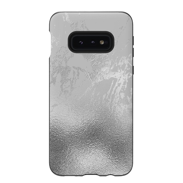 Galaxy S10e StrongFit Silver Marble and Glitter Foil by  Utart