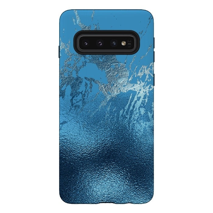 Galaxy S10 StrongFit Blue Metal and Marble  by  Utart
