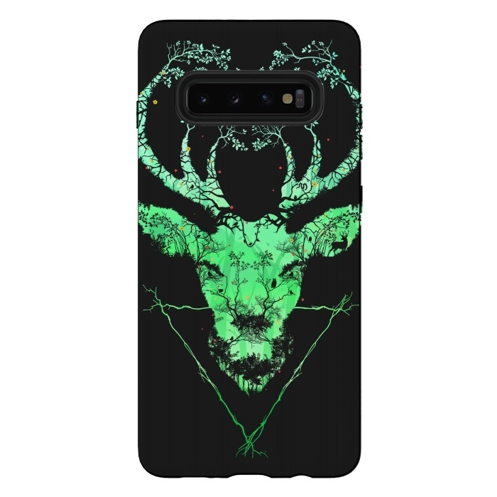 Galaxy S10 plus StrongFit Dark Forest Deer by Sitchko