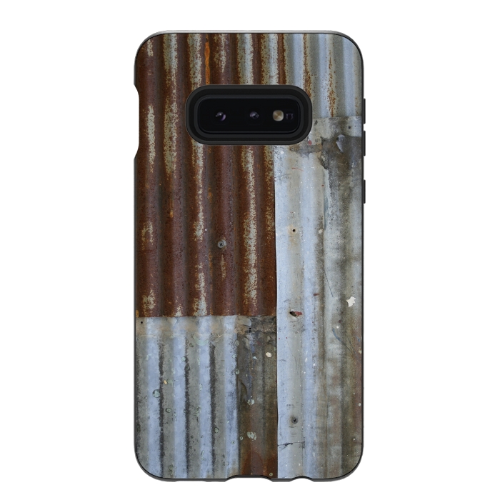 Galaxy S10e StrongFit Rusty Corrugated Metal Patches 2 by Andrea Haase