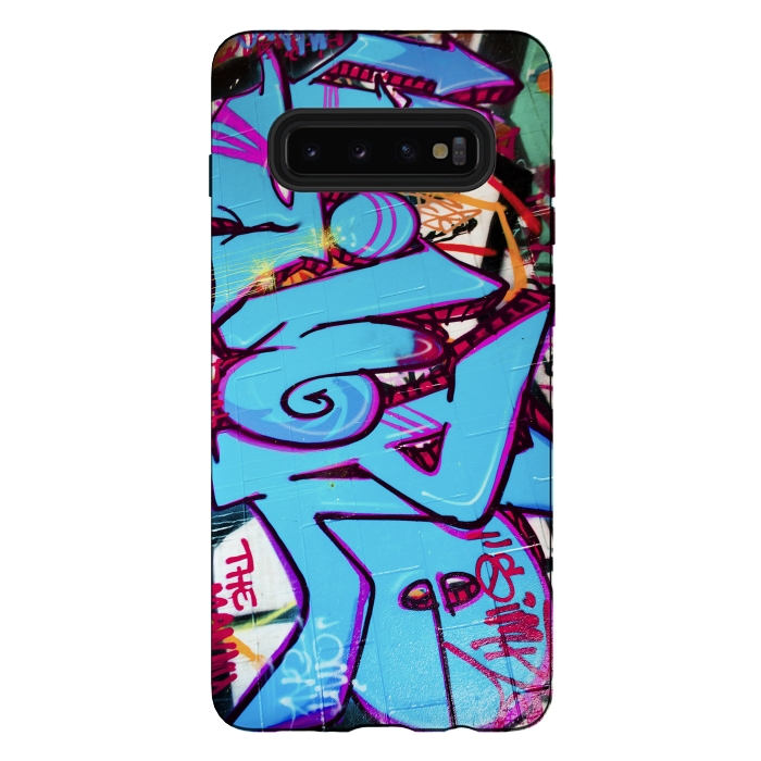 Galaxy S10 plus StrongFit Blue Graffiti Tag by Andrea Haase