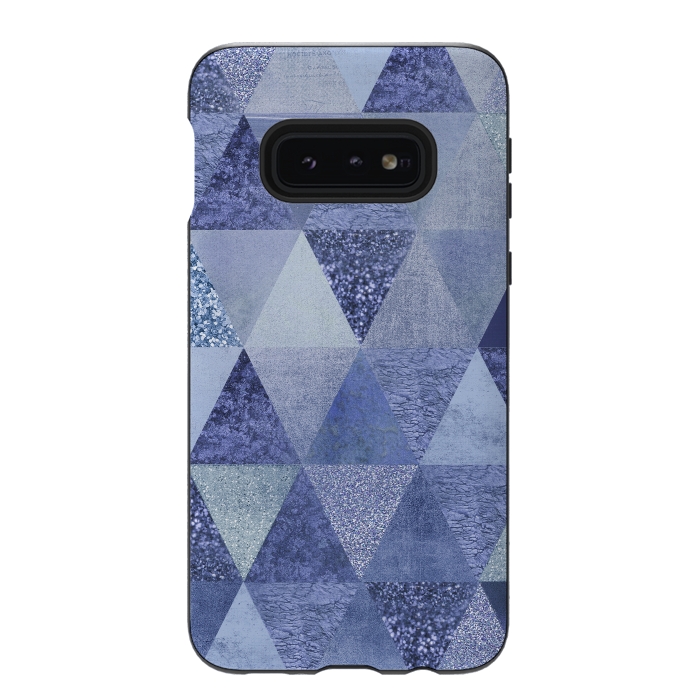 Galaxy S10e StrongFit Blue Glitter Triangle Pattern by Andrea Haase