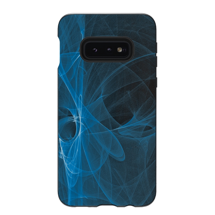 Galaxy S10e StrongFit Blue Light Fractals On Black by Andrea Haase