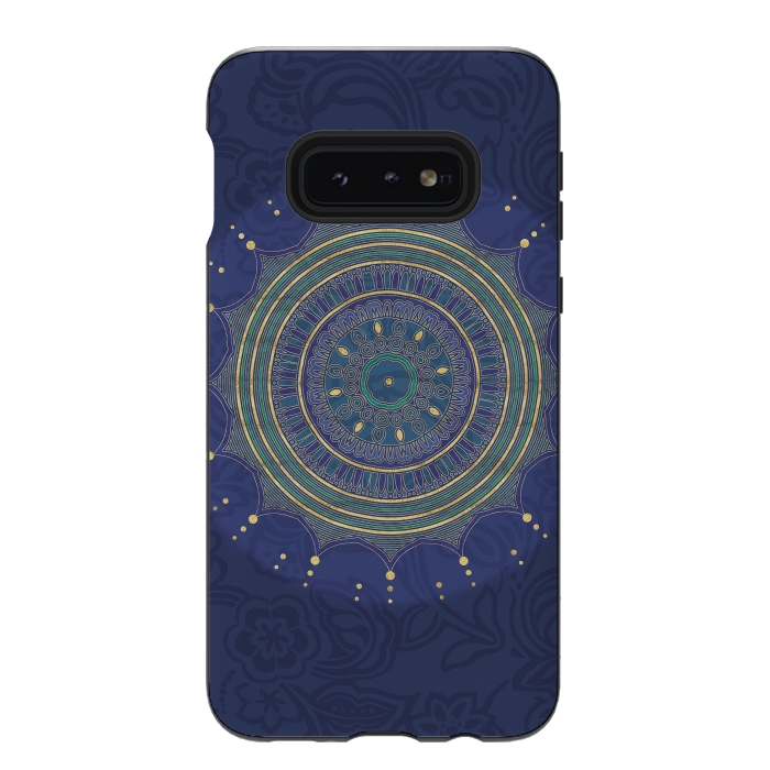 Galaxy S10e StrongFit Blue Mandala With Gold by Andrea Haase