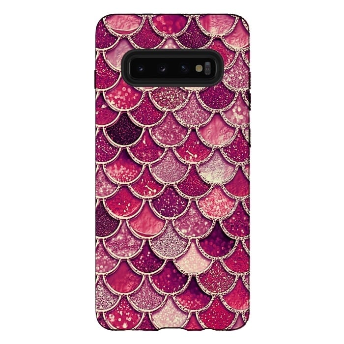 Galaxy S10 plus StrongFit Pink and Purple Pretty Sparkling Mermaid Scales  by  Utart
