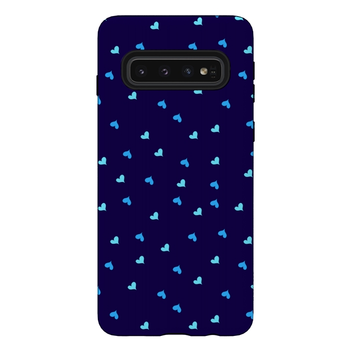 Galaxy S10 StrongFit blue hearts pattern design by MALLIKA