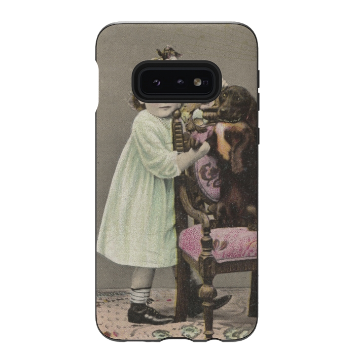 Galaxy S10e StrongFit Vintage Girl With Dog by Andrea Haase