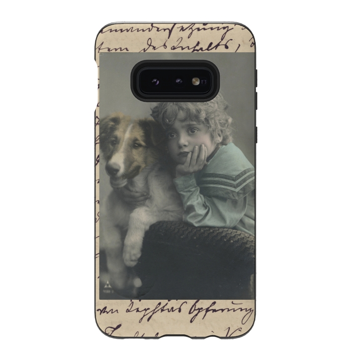 Galaxy S10e StrongFit Vintage Boy With Dog by Andrea Haase