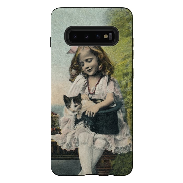 Galaxy S10 plus StrongFit Retro Girl With Cat by Andrea Haase
