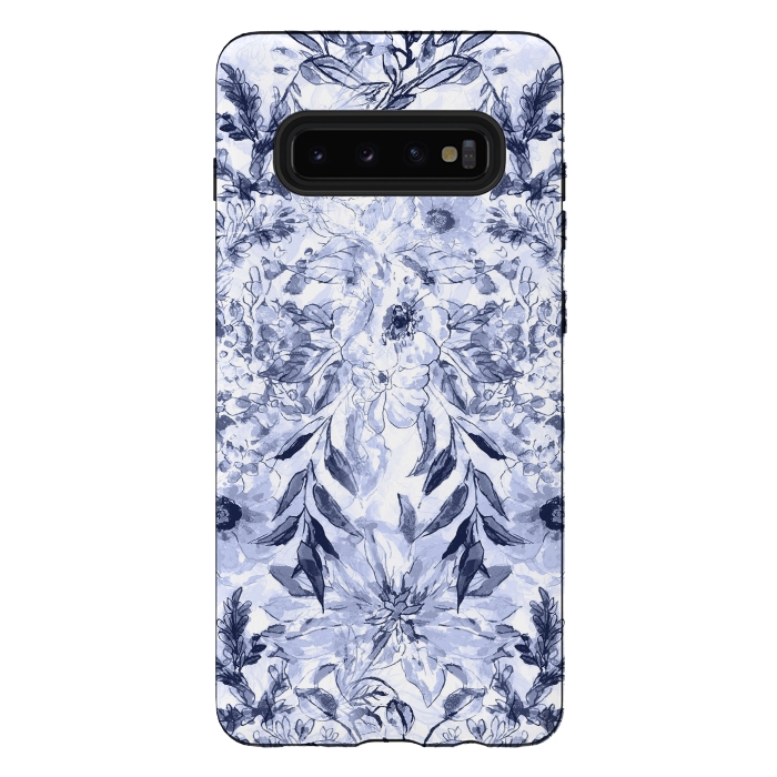 Galaxy S10 plus StrongFit Watercolor grey floral hand paint by InovArts