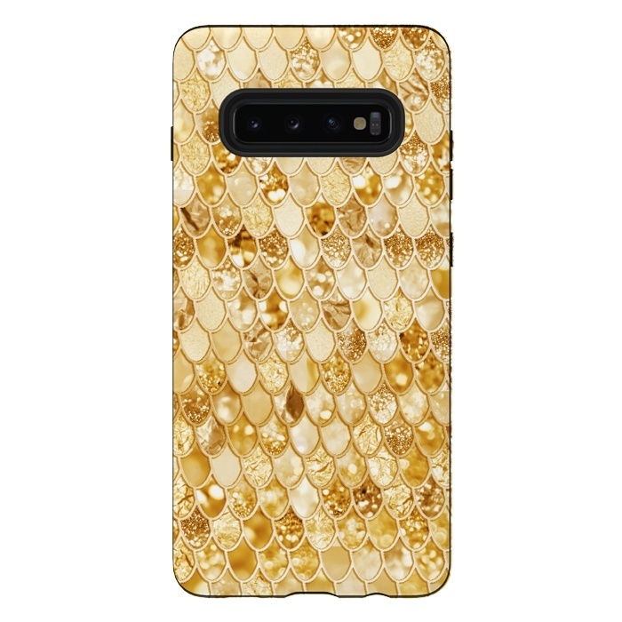 Galaxy S10 plus StrongFit Gold Mermaid Scales Pattern by  Utart