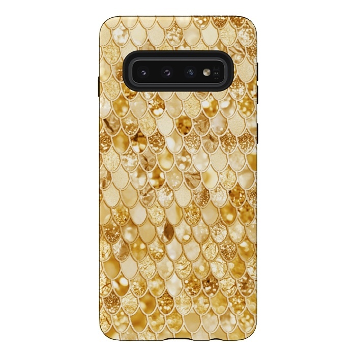 Galaxy S10 StrongFit Gold Mermaid Scales Pattern by  Utart
