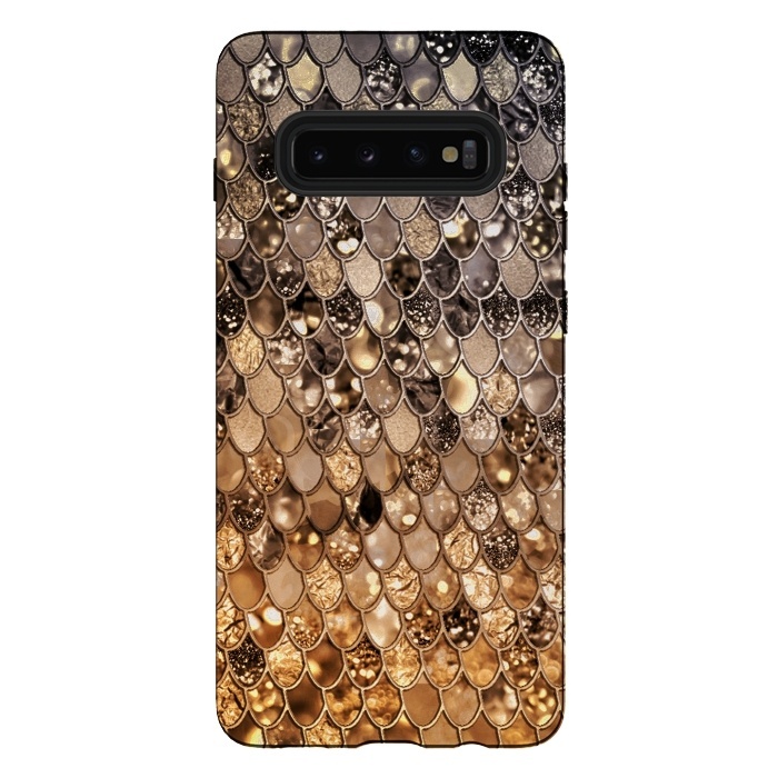 Galaxy S10 plus StrongFit Old Gold and Bronze Mermaid Scales Pattern by  Utart