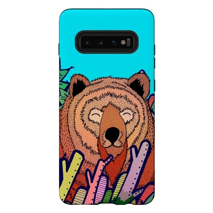 Galaxy S10 plus StrongFit The bear in the leaves by Steve Wade (Swade)