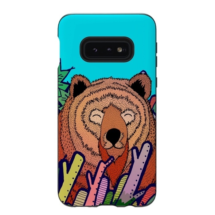 Galaxy S10e StrongFit The bear in the leaves by Steve Wade (Swade)