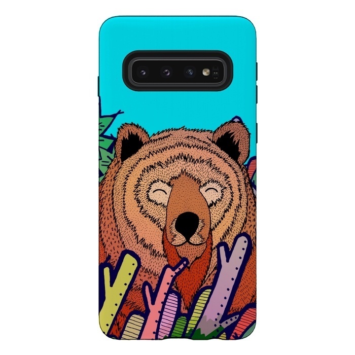 Galaxy S10 StrongFit The bear in the leaves by Steve Wade (Swade)