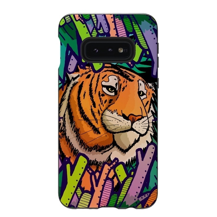 Galaxy S10e StrongFit Tiger in the undergrowth  by Steve Wade (Swade)