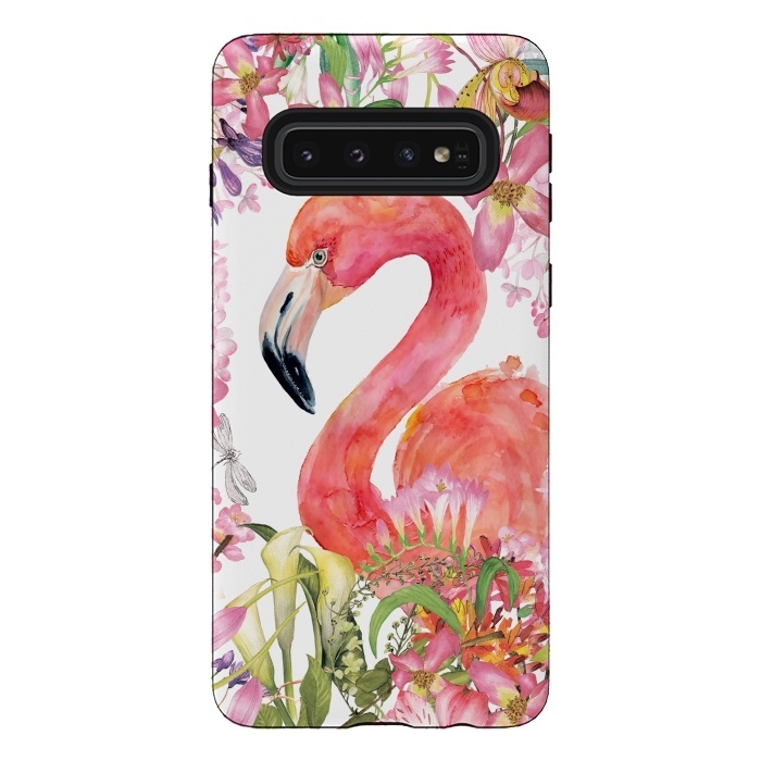 Galaxy S10 StrongFit Flamingo in Flower Jungle by  Utart