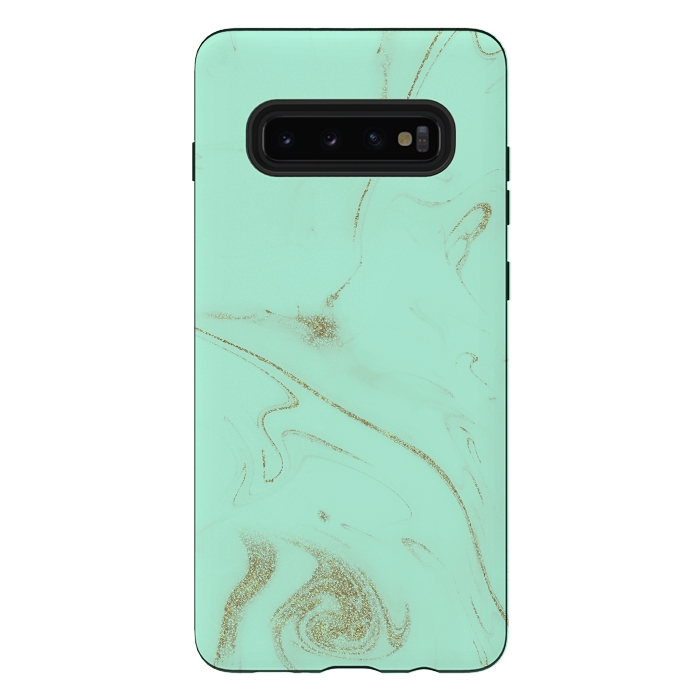 Galaxy S10 plus StrongFit Elegant gold and mint marble image by InovArts