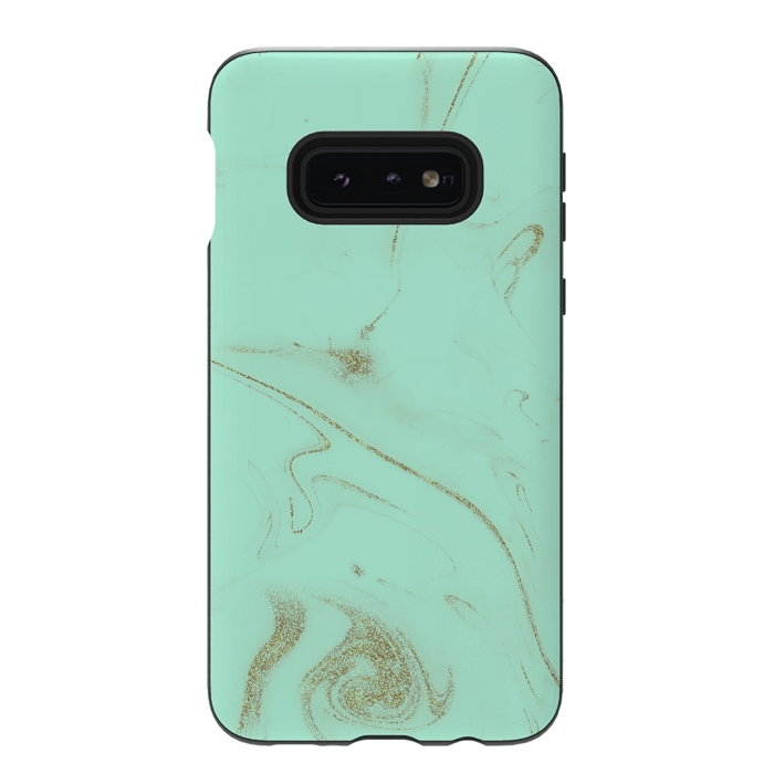 Galaxy S10e StrongFit Elegant gold and mint marble image by InovArts
