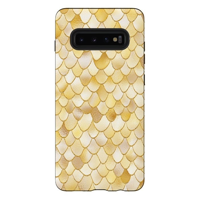 Galaxy S10 plus StrongFit Gold Wonky Metal Mermaid Scales by  Utart