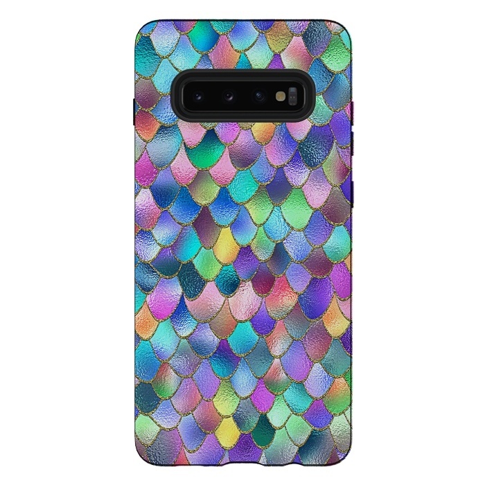 Galaxy S10 plus StrongFit Colorful Carnival Wonky Metal Mermaid Scales by  Utart