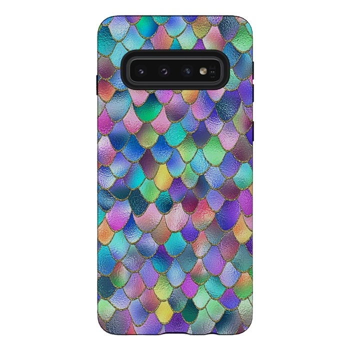Galaxy S10 StrongFit Colorful Carnival Wonky Metal Mermaid Scales by  Utart