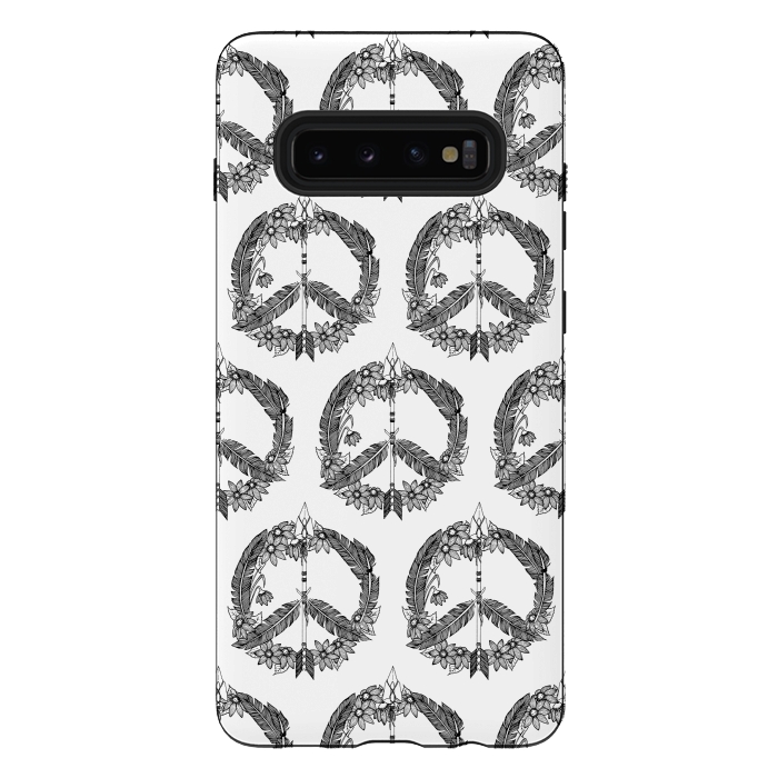 Galaxy S10 plus StrongFit Bohemian Peace Sign Print by Becky Starsmore