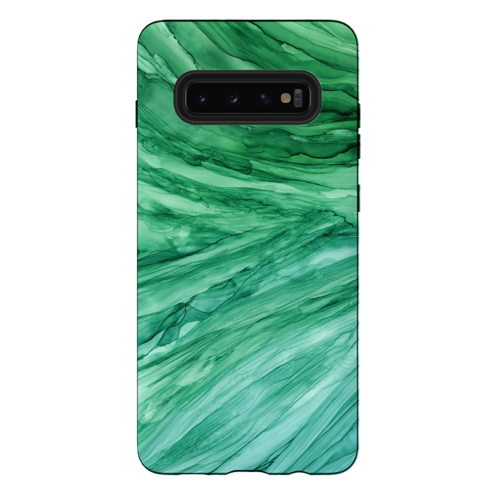 Galaxy S10 plus StrongFit Emerald Green Marble by Becky Starsmore