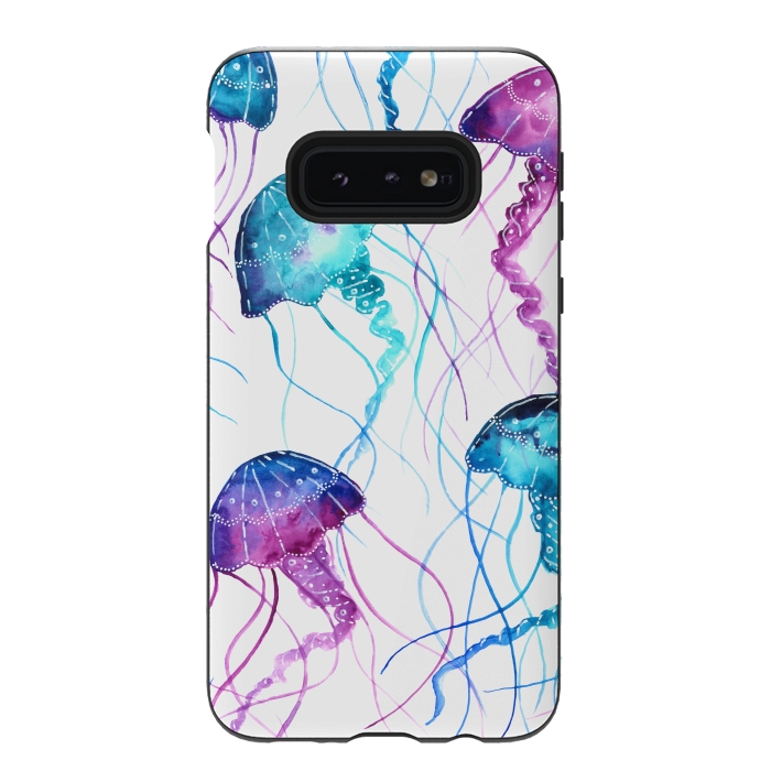 Galaxy S10e StrongFit Watercolor Jellyfish Print by Becky Starsmore