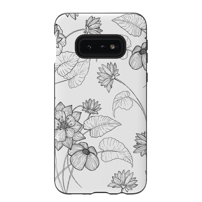 Galaxy S10e StrongFit Monochrome Sketchbook Floral by Becky Starsmore
