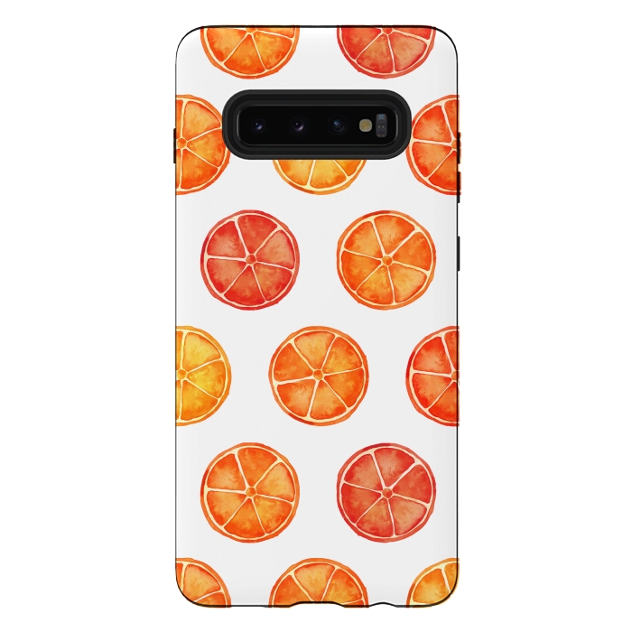Galaxy S10 plus StrongFit Orange Slices Citrus Print by Becky Starsmore